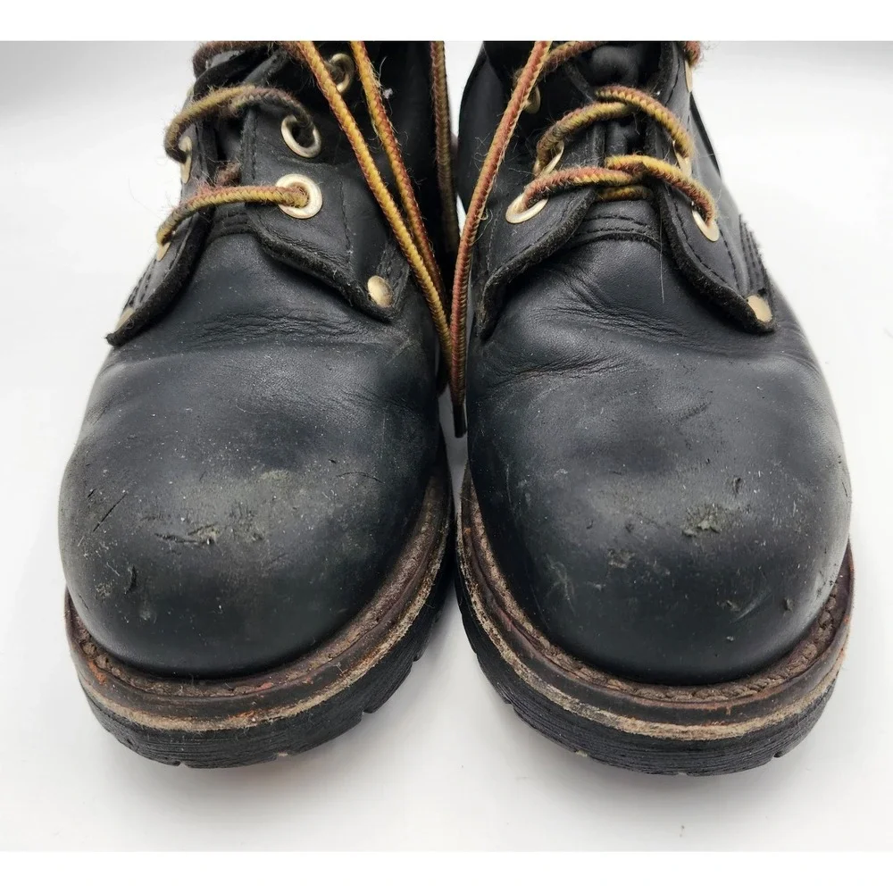 Georgia‎ Boot Mens US 6 Black Leather Steel Toe Logger Work Boots